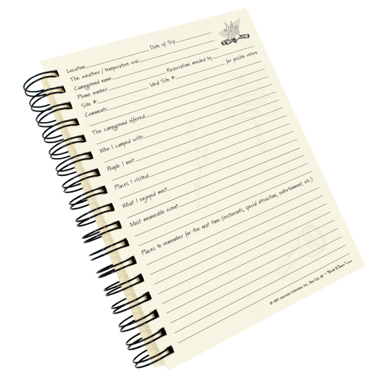 Notebook with lined pages and spiral binding on a white background