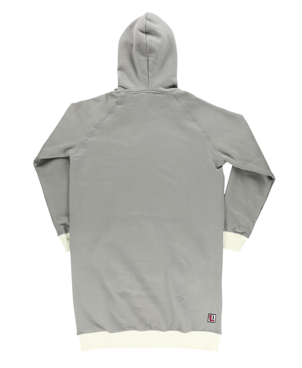 Gray hoodie with white accents on a white background