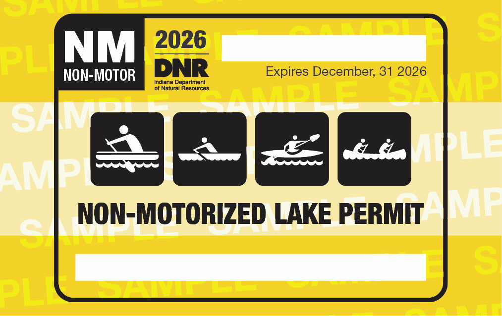Non-motorized lake permit with icons and text on a yellow background