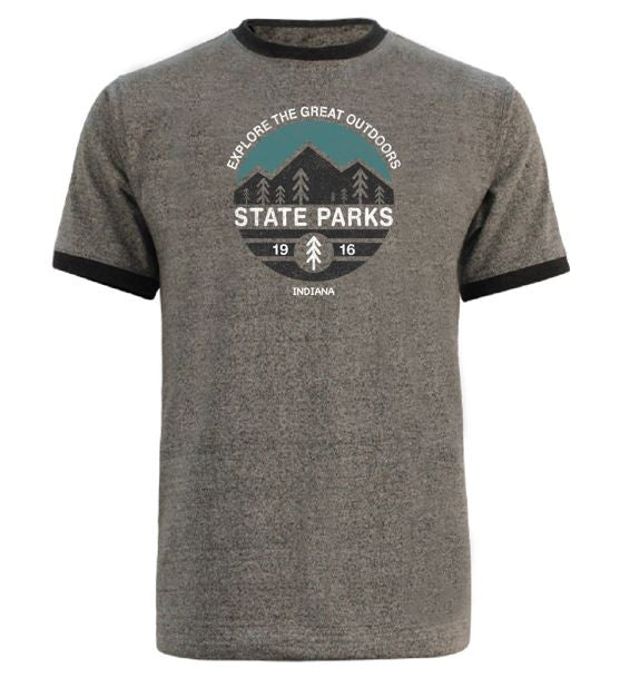 Gray t-shirt with 'State Parks' graphic on a white background