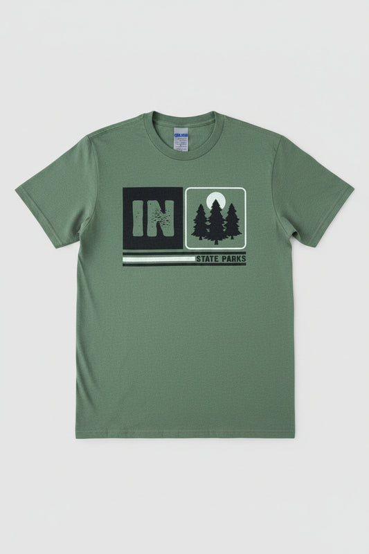 Indiana State Parks Green Block T-Shirt