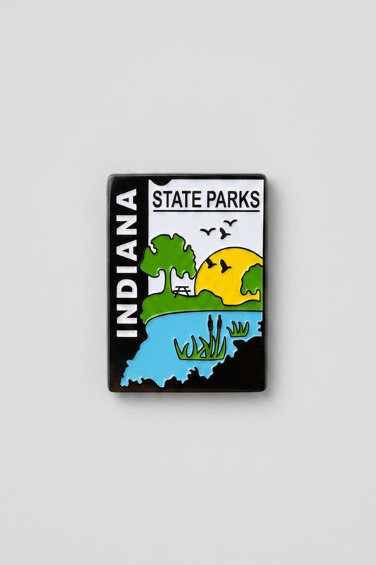 Indiana State Parks magnet on a metallic surface