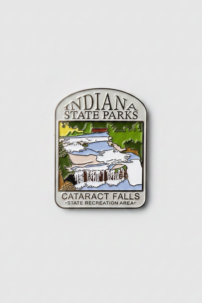 Indiana State Parks Cataract Falls magnet on a white surface