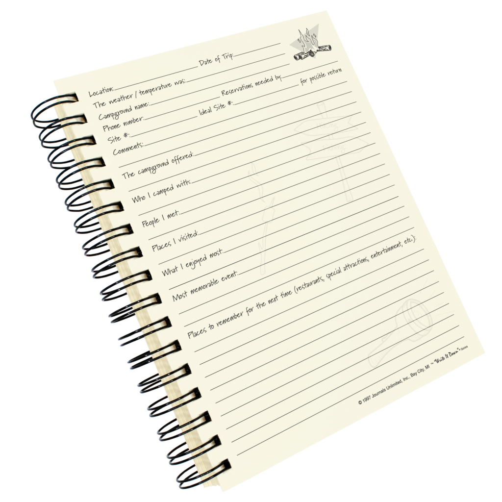 Notebook with lined pages and spiral binding on a white background