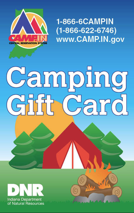 Image of an Indiana State Parks camping gift card.