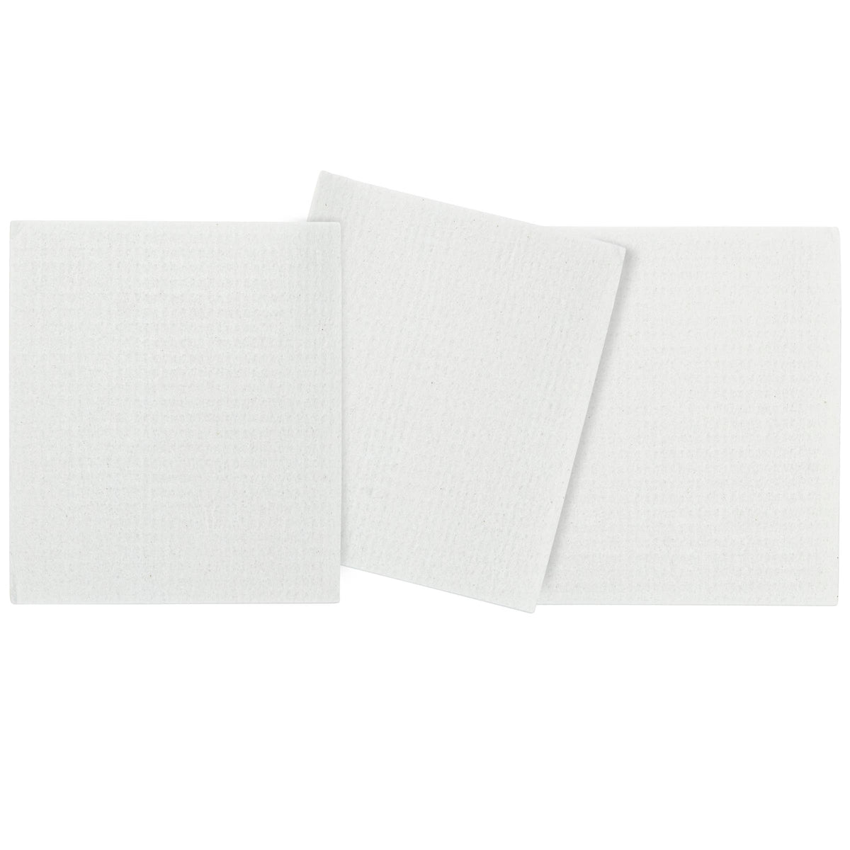3 white dishcloths on a white background