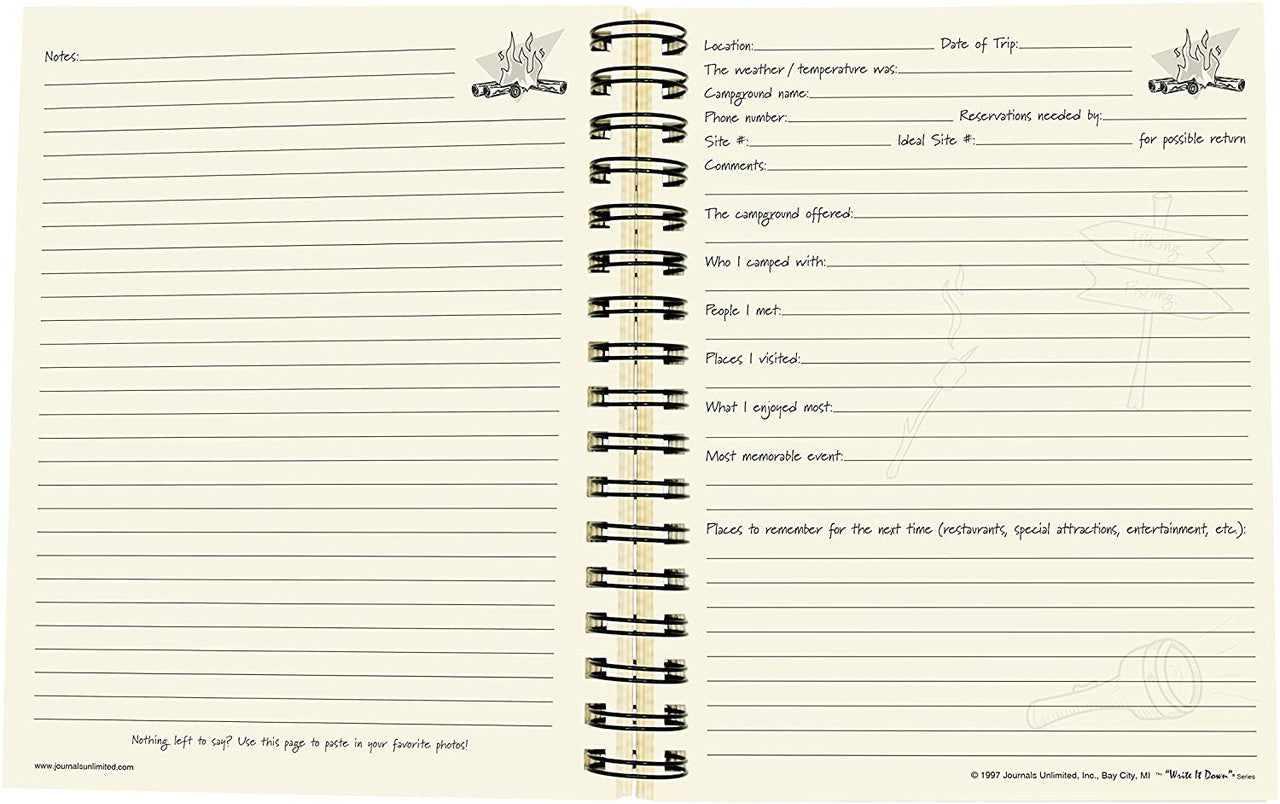 Notebook page with pre-printed forms and lined sections
