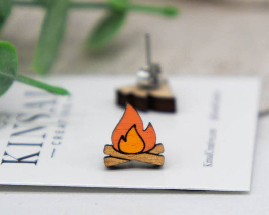 Campfire Wood Stud Earrings