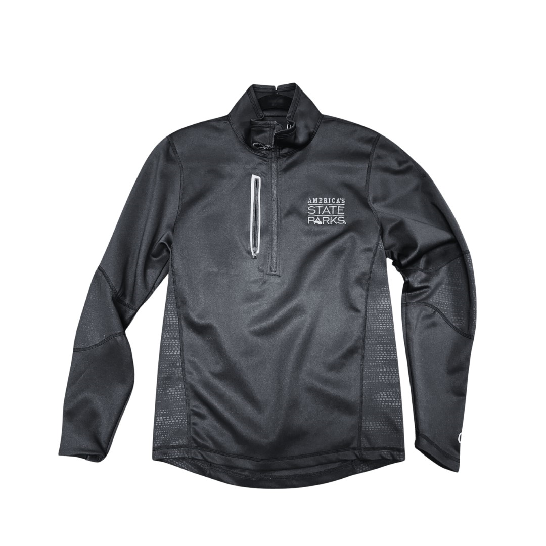 Black pullover with 'America's State Parks' logo in white text and a vertical zipper