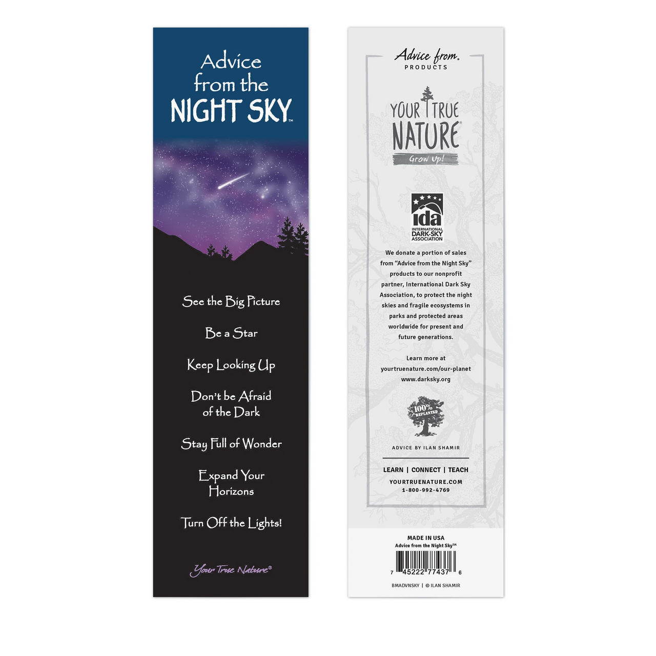 one bookmark with 'Advice from the Night Sky' and 'Your True Nature' text on a white background.