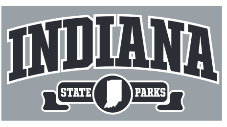 Indiana State Parks logo on a gray background